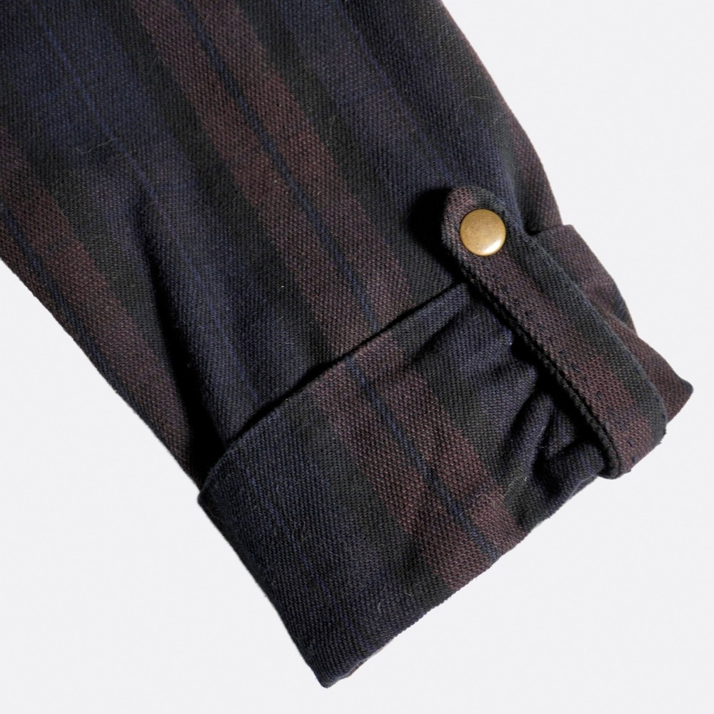 Urban Outfitters Plaid Funnel Neck Utility Jacket Navy Purple Plus 1X XL Grunge - Picture 5 of 9